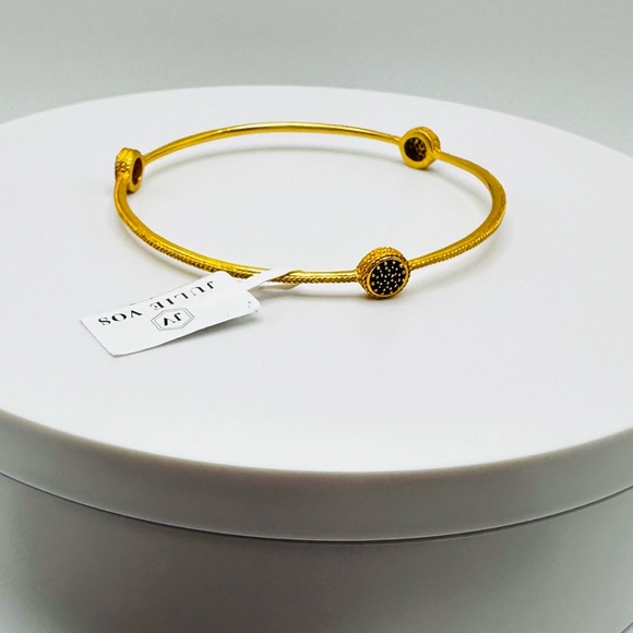 NWT Authentic Minimalist Luxury Julie Vos Pave' Obsidian Black Medium Bangle - Picture 8 of 17